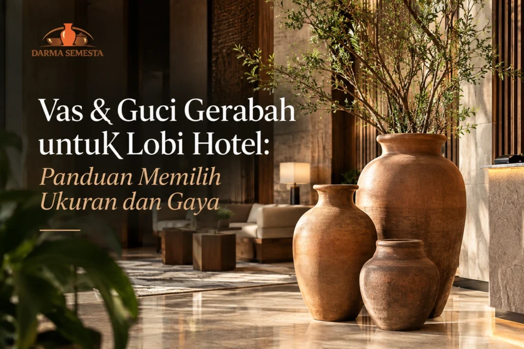 Vas dan guci gerabah untuk dekorasi lobi hotel